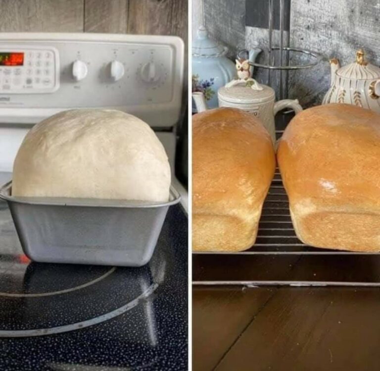 Freshly baked homemade bread loaves brushed with butter, golden brown and ready to slice