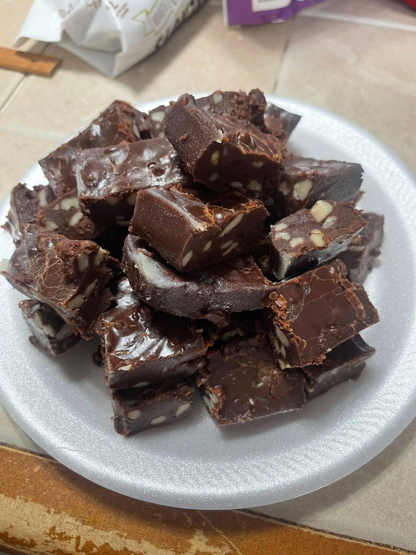 Old Fashioned Black Walnut Fudge Recipe in a Cast Iron Skillet
