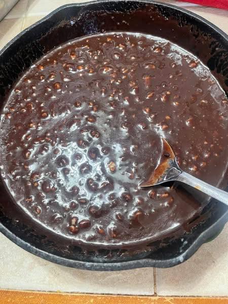 Old Fashioned Black Walnut Fudge Recipe in a Cast Iron Skillet