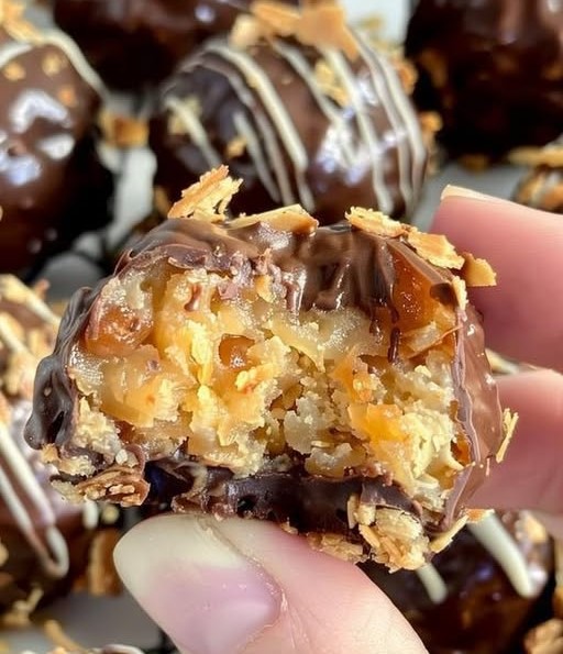 Samoa Truffles with Chocolate, Caramel & Coconut
