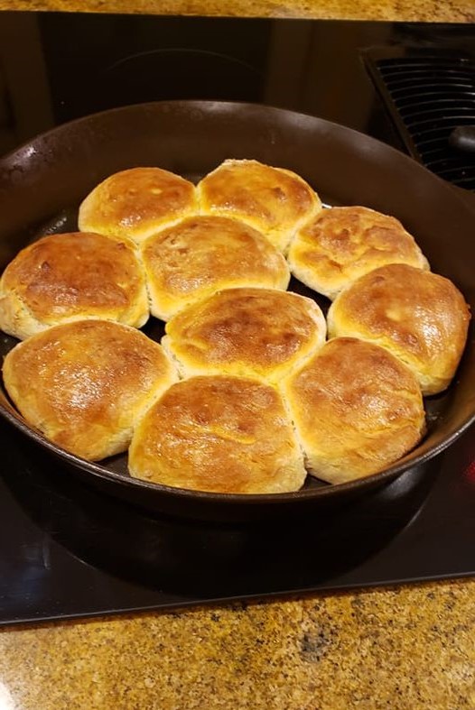 Southern Mayo Biscuits in Cast Iron Skillet