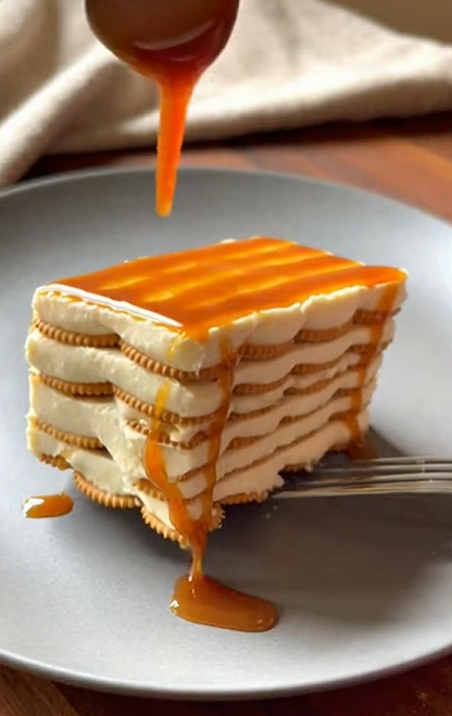 Ritz Cracker Icebox Cake with Salted Caramel