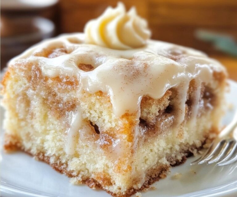Cinnamon Roll Poke Cake (Easy Dessert Recipe)