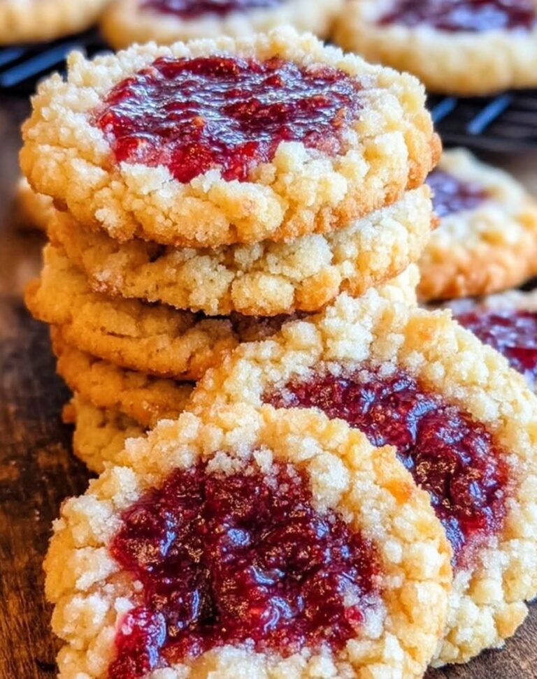 Raspberry Jam-Stuffed Crumble Cookies
