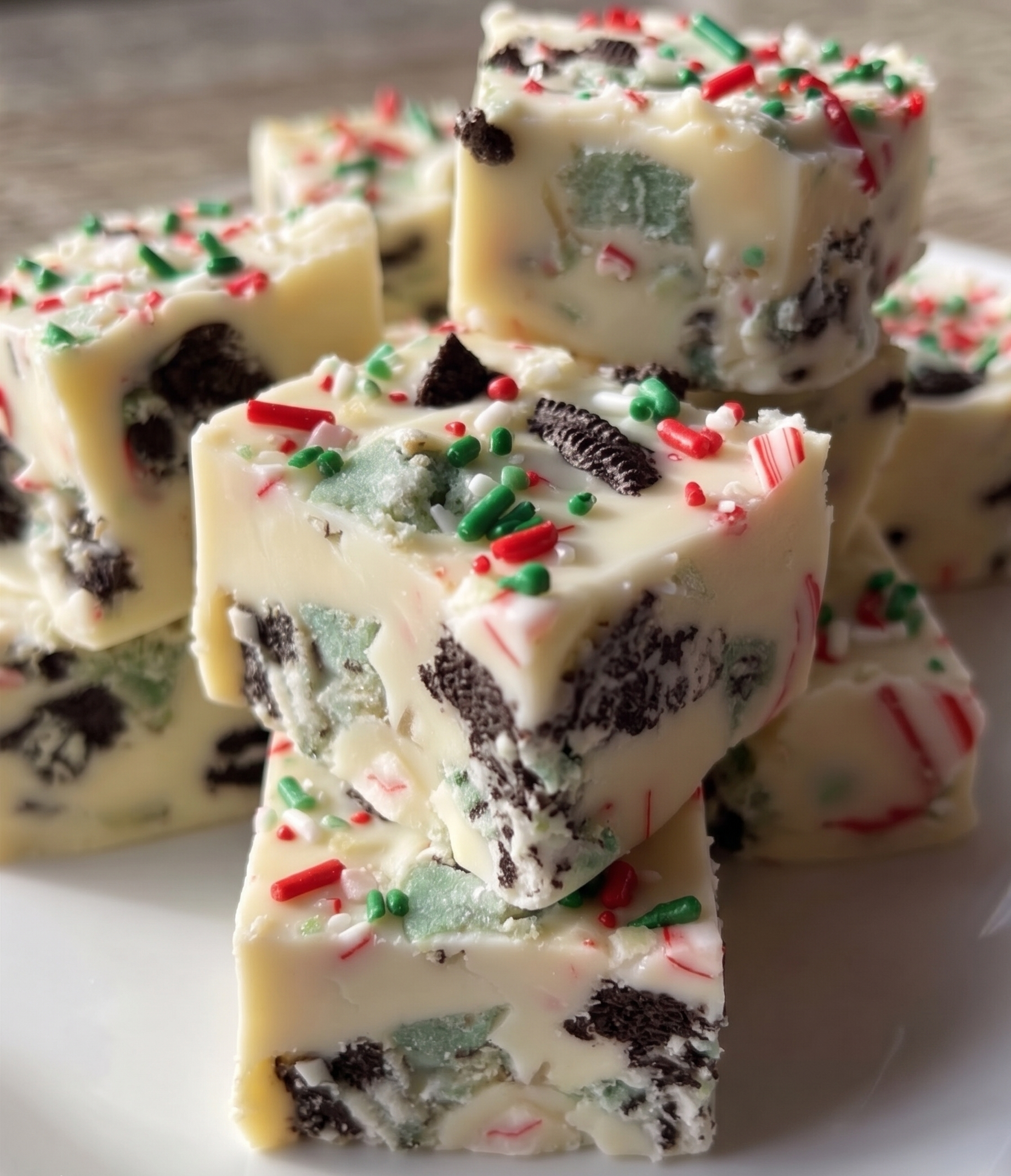 Festive Mint Oreo White Chocolate Fudge