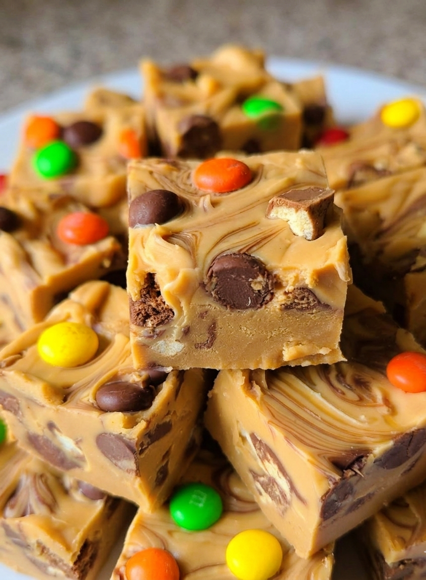 Creamy Peanut Butter Candy Bar Fudge Recipe