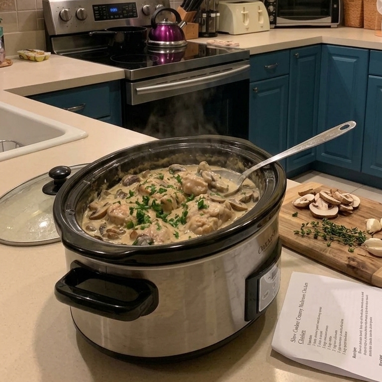 Slow Cooker Creamy Mushroom Chicken Recipe